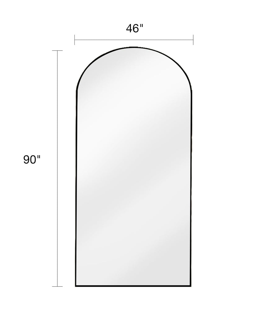 Arched Full Length Mirror, Floor Mirror with Stand, 90"x46" Large, Oversize Mirror, Black