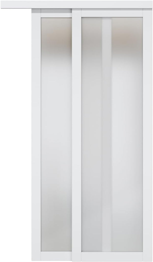 Preassembled Sliding Closet Door 48"(Double 25") x 80" Interior Doors with Hardware Kit & Floor Guid