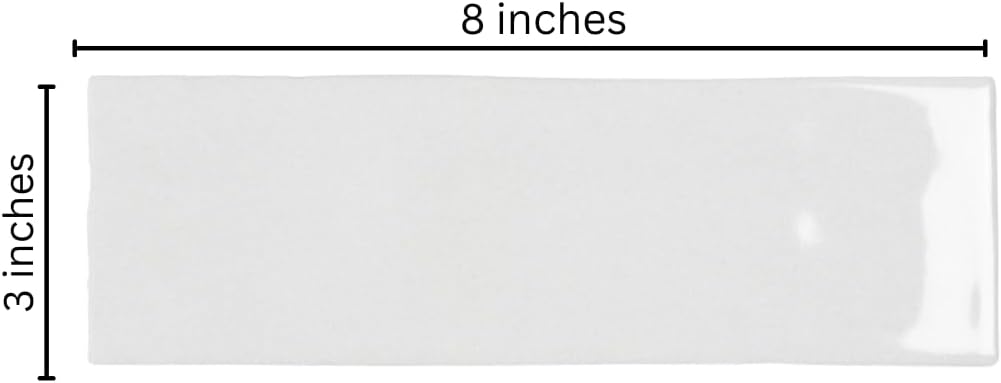 HTC385 White 3x8 Glossy Ceramic Wall Tile - Spanish Subway Tile Backsplash Bathroom - 27 per Box - Covers 4.5 Sqft