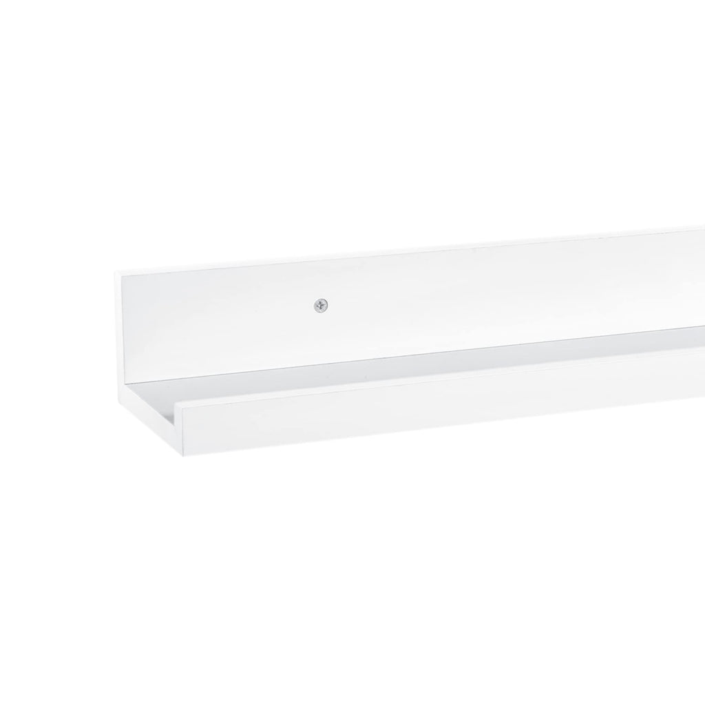Floating Shelf with Ledge, Wall Mount, 19 in., Storage & Decoration, White Finish