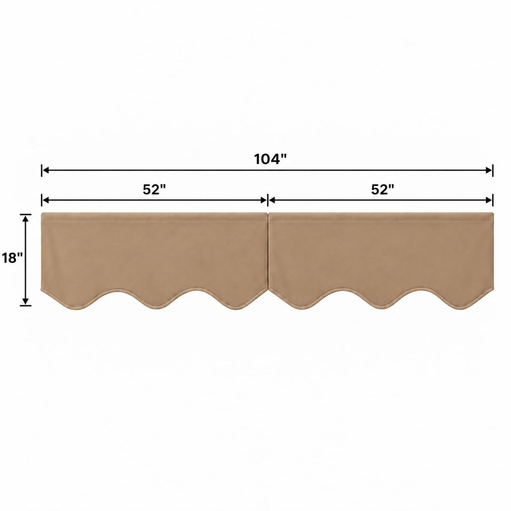 Valances Bedroom Windows Set of 2, Rod Pocket Scalloped Window Treatment Decorative Curtains Valences 18" L x 52" W