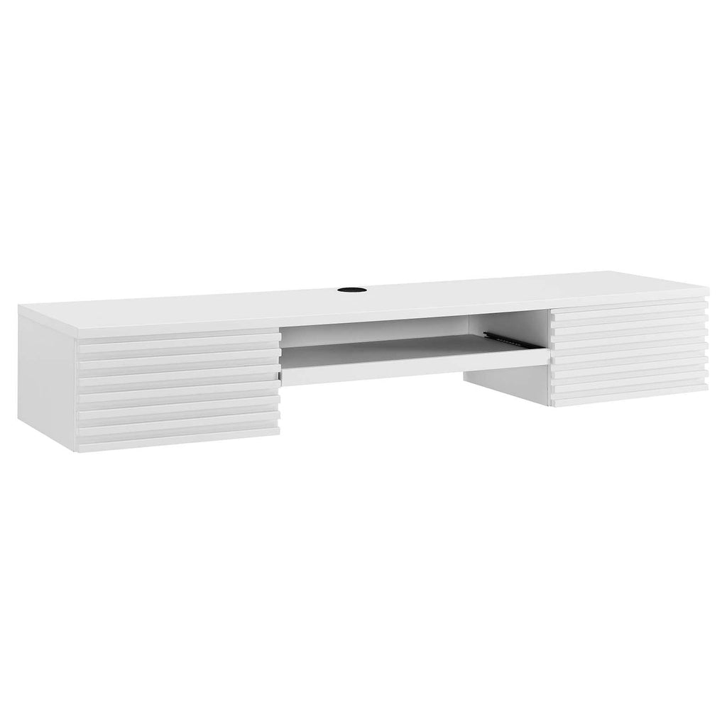 Render Mid-Century Modern, Wall Mount Office Desk, White