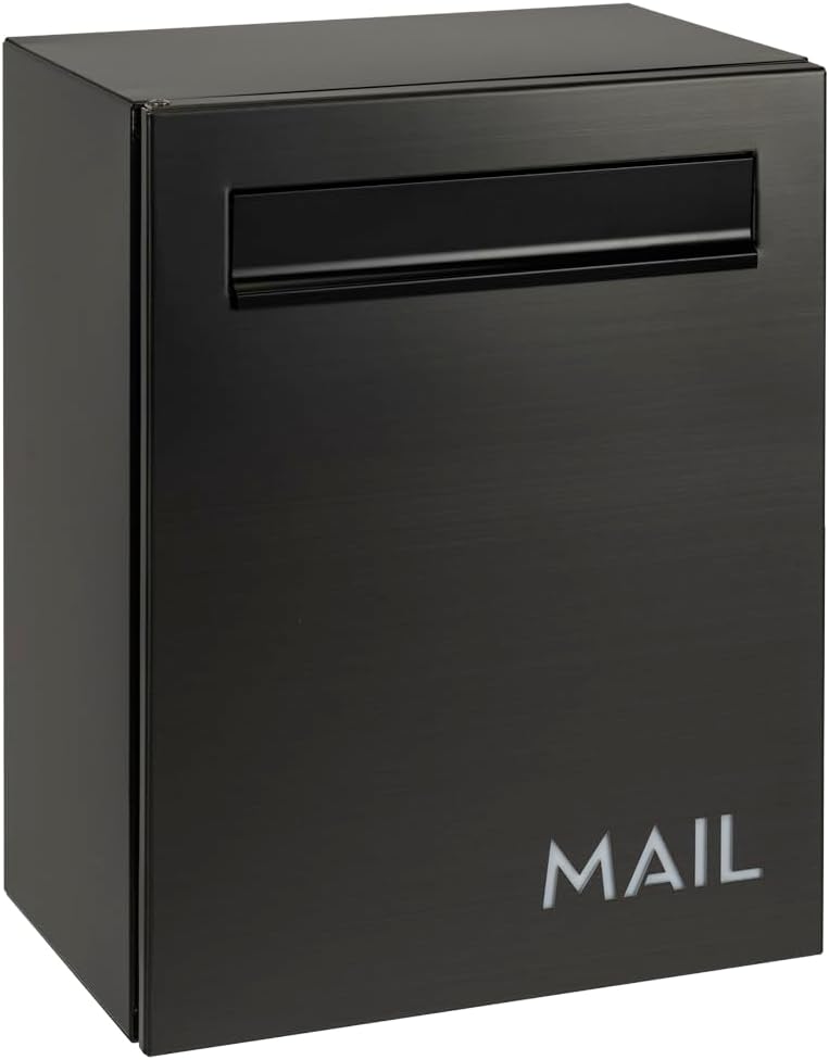 Brick-in Chute Through The Wall Stainless Steel Mailbox - Modern Architectural Locking Design - 8.75" H x 15.75" W
