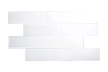 Glass Subway Backsplash Tile, 4x12, Bright White