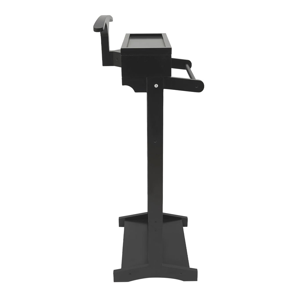 Wood Mens Valet Stand With Shoe Shelf, Coat Hanger and Hat Rack - Freestanding Suit Stand and Clothes Butler With