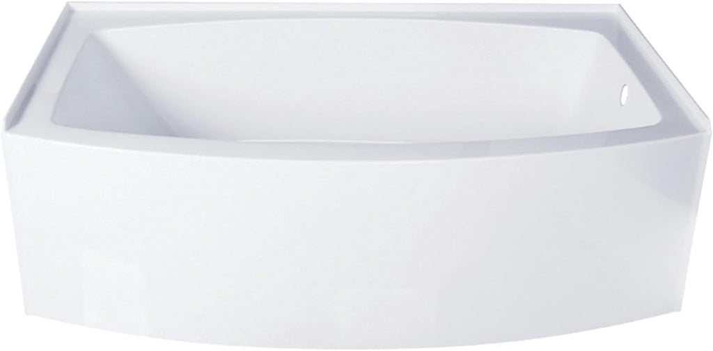 VTDR663222R 66-Inch Acrylic Curved Apron 3-Wall Alcove Tub with Right Hand Drain, Glossy White