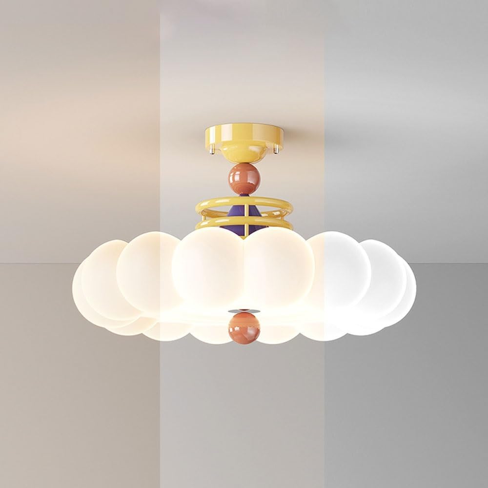 Modern Semi Flush Mount Ceiling Light, Cloud Kids Room Ceiling Lamp, 40cm Full Spectrum Eye-Care LED, Color
