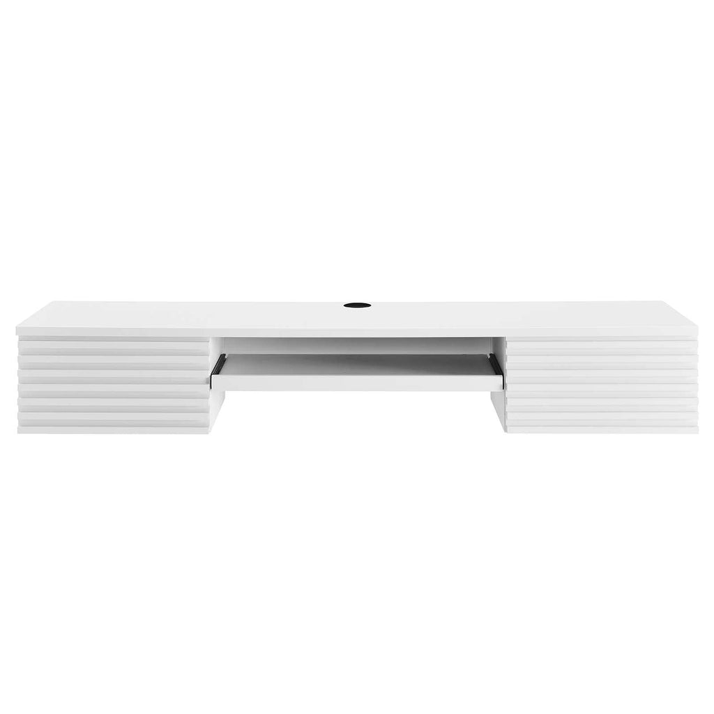 Render Mid-Century Modern, Wall Mount Office Desk, White