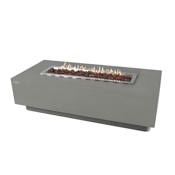 Granville Fire Table Outdoor Fire Pit 60" x 27" Cast Concrete Firepit Includes Lava Rocks 45, 000 BTUs Outdoor