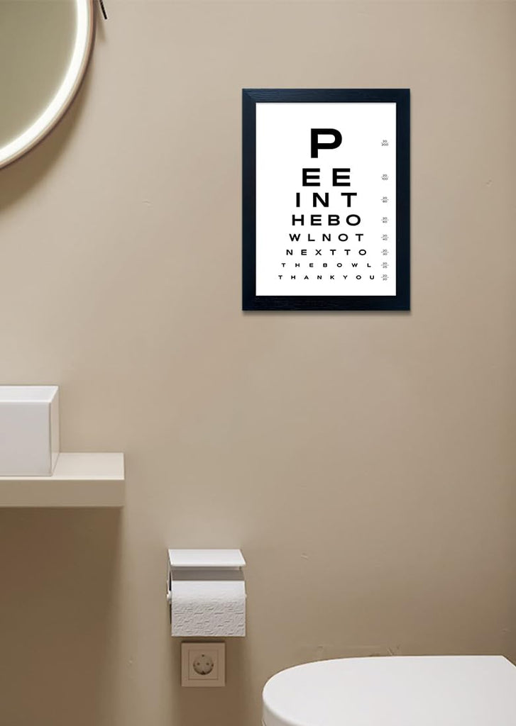 Framed Funny Bathroom Signs Black and White Bathroom Wall Art Eye Chart Painting Humor Canvas Print Poster Fun Toilet