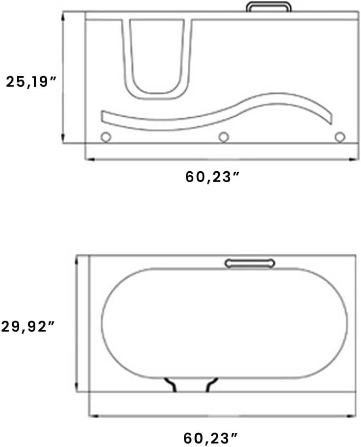 Whirlpool bathtub with door hydrotherapy Walk-in 60” x 30” 6 jets - Dolly