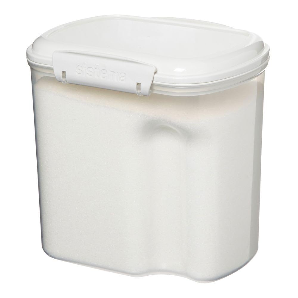 Flour and Sugar Storage Containers for Pantry with Lids and Measuring Cup, Dishwasher Safe, 10.2-Cup, White