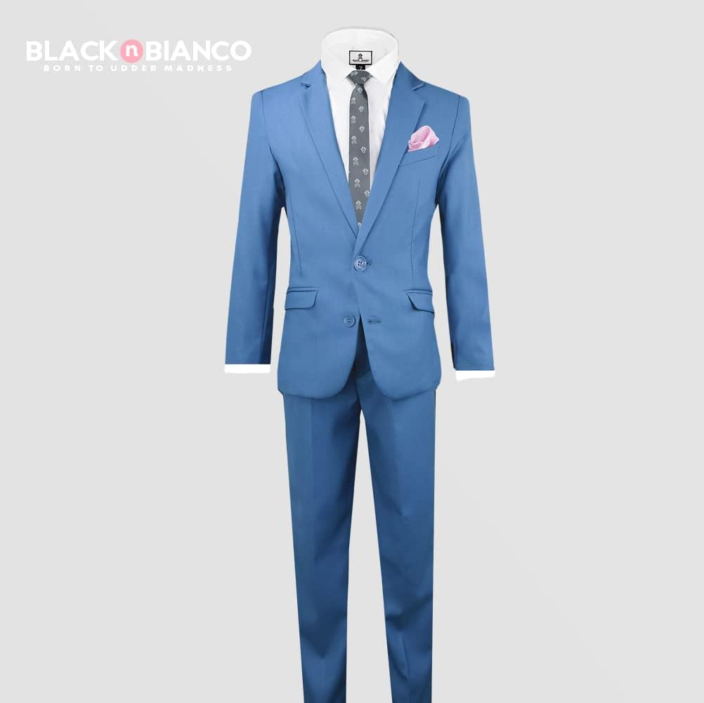 Boys Slim Fit Suit Rosefia Style Five Piece Set