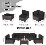 7-Piece Rattan Outdoor Patio Furniture Set - Conversation | Black for Patio, Garden & Porch