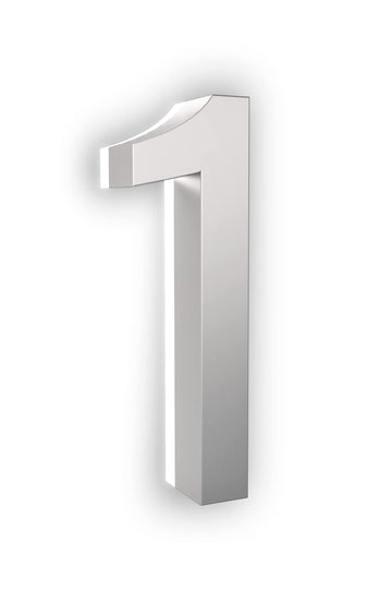 5" Backlit LED House Number, 5000K White Light, ABS Polymer (1, Silver)