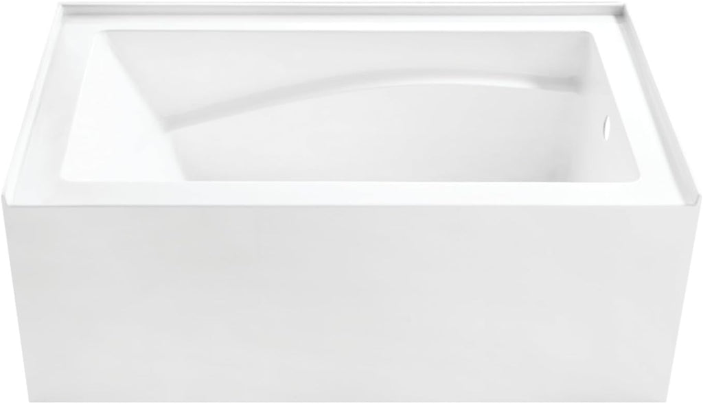VTAM5432R22D 54-Inch Anti-Skid Acrylic 3-Wall Alcove Tub with Right Hand Drain, Glossy White