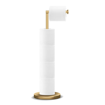 Toilet Paper Holder Stand, Bathroom Free Standing Rolls Storage, Golden