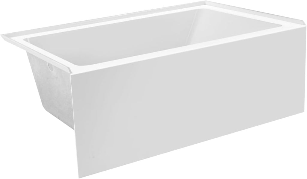 VTAP5436L22 54-Inch Acrylic 3-Wall Alcove Tub with Left Hand Drain, Glossy White