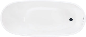 VTRS542827C310 54" Acrylic Oval Single Slipper Freestanding Tub with Drain, Glossy White/Matte Black