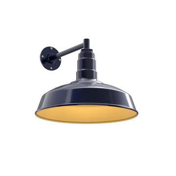 11" Straight Arm Barn Light Outdoor | Farmhouse Exterior | Navy Blue/Brass