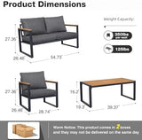 4-Piece Metal Outdoor Patio Furniture Set - Conversation | Grey for Patio, Garden & Porch