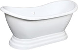 VTPDS602827 Aqua Eden 60" Acrylic Double Slipper Pedestal Tub, Glossy White