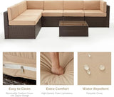 7-Piece PE Rattan Outdoor Patio Furniture Set | Brown for Patio, Garden & Porch