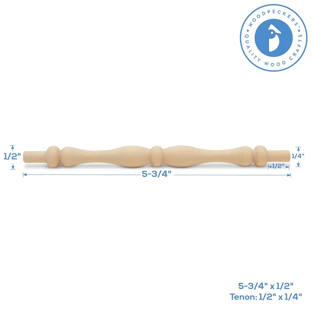Wooden Baluster Spindles 5-3/4", Pack of 100 Wood Spindles for Crafts, Woodworking, and Furniture