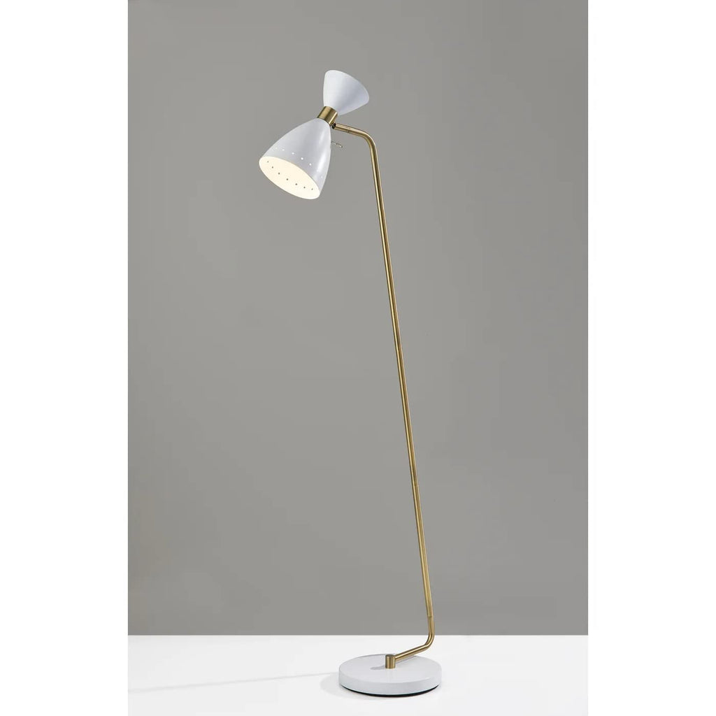 Oscar Floor Lamp 59 in, 40W, White w/Antique Brass, 1 Indoor Lighting