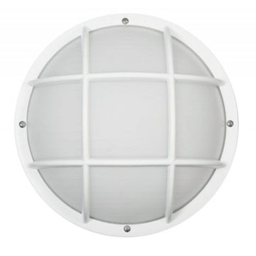 Nautical Round Outdoor Wall/Ceiling Mount Light - Black or White, Composite, Frosted Diffuser - LED Bulb Included