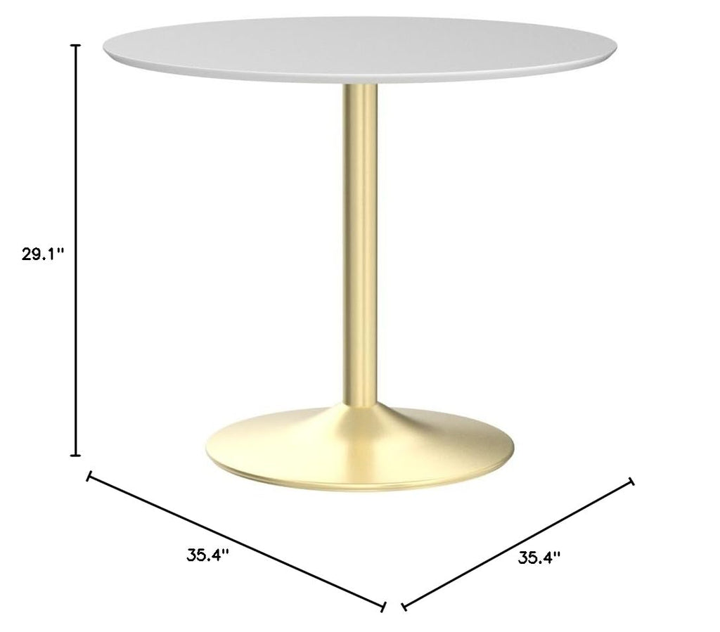 Inspired Saarinen Style Pisa 35" Round Dining Table, Seats 2-4, Compact Retro Design Kitchen Table for Small Spaces with Modern Chrome Plated
