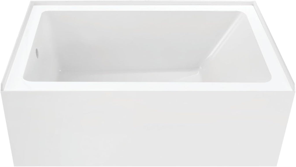 VTAP5436L22 54-Inch Acrylic 3-Wall Alcove Tub with Left Hand Drain, Glossy White