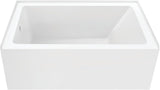VTAP5436L22 54-Inch Acrylic 3-Wall Alcove Tub with Left Hand Drain, Glossy White