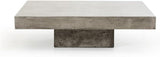 Square Modern Concrete Coffee Table, 43 x 43 x 12 in, Fiber Reinforced Stone, Dark Gray Acrylic Sealed Finish