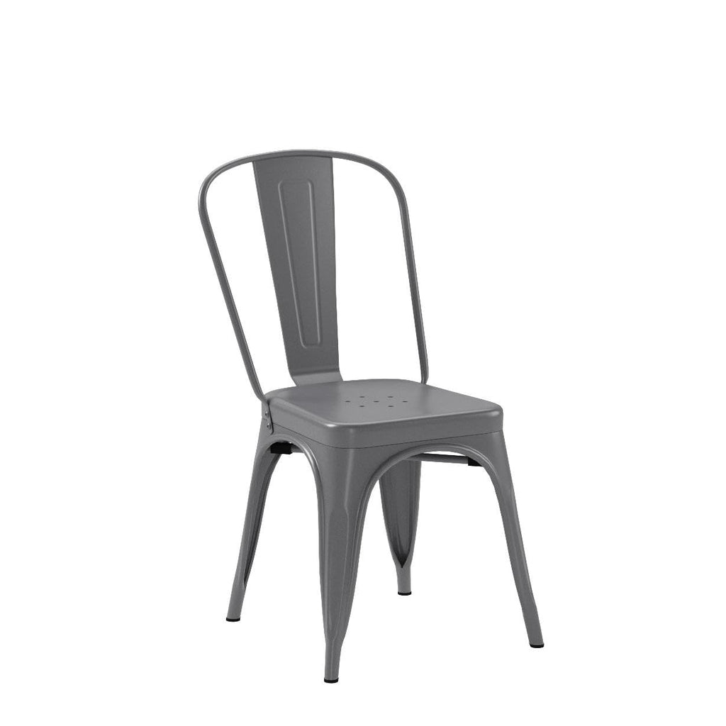 Metal Dining Chairs, Easy to Assemble, Indoor/Outdoor, Stackable, 330-Pound Capacity, Dark Gray, 4-Pack, 20.1 x 17.1