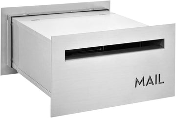 Brick-in Chute Through The Wall Stainless Steel Mailbox - Modern Architectural Locking Design - 8.75" H x 15.75" W