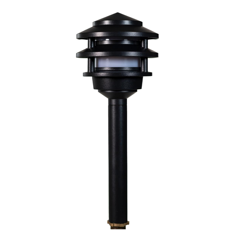 12V 3-Tier Brass Pagoda 2700K LED Path Light Expansion Kit (Black)