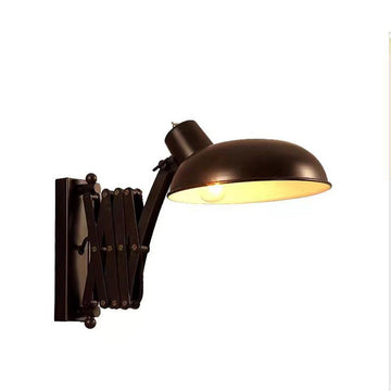 Industrial Swing Arm Wall Sconce Black Metal Extendable Accordion Wall Lamp Vintage Adjustable Task Reading Light