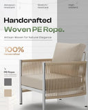 4-Piece Aluminum Outdoor Patio Furniture Set - Conversation | Beige with Thick Cushions for Patio, Garden & Porch