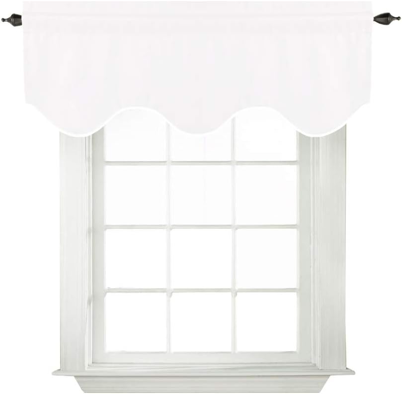 Valances for Windows Solid White Valance Curtains for Kitchen Windows/Living Room/Bathroom Rod Pocket Decoration