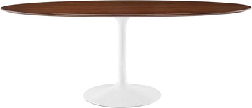 Inspired Tulip Style Oval Pedestal Dining Table — Walnut, 78″ Oval