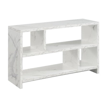 Northfield TV Stand Console with Shelves, White Faux Marble