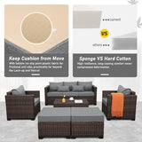 6-Piece Wicker Outdoor Patio Furniture Set | Dark Grey for Patio, Garden & Porch