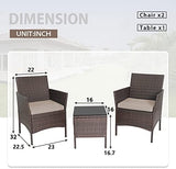 3-Piece Wicker Outdoor Patio Furniture Set - Conversation for Patio, Garden & Porch