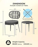 3-Piece Wicker Outdoor Patio Furniture Set - Bistro | White for Backyard, Garden & Porch