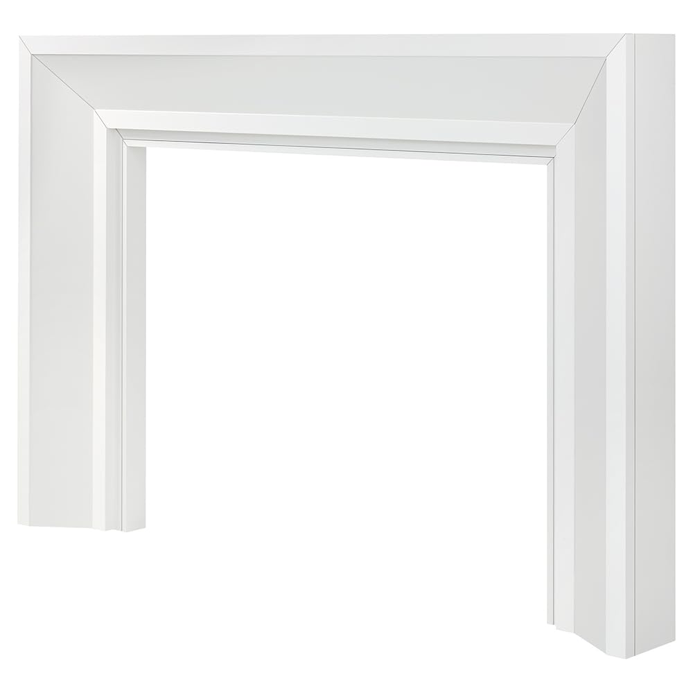 Ember Everly Wood Fireplace Mantel Surround Kit in White | 48" x 42" Opening | 72" x 54" Overall | Modern Picture