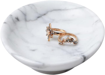 Italian 100% Marble Jewelry Dish,Ring Holder,Trinket Tray,Small Key Bowl,Nightstand & Table Accents