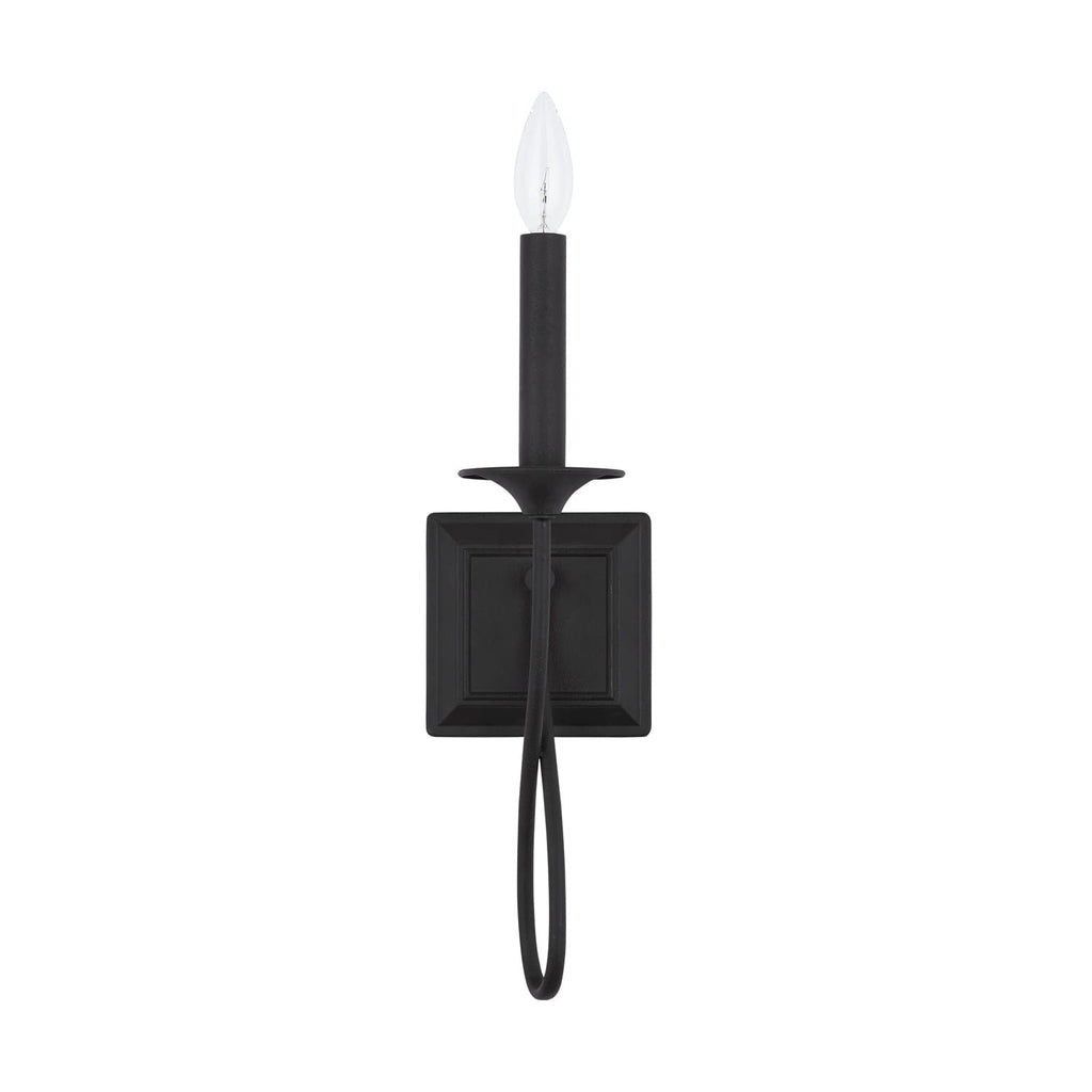 Lighting 637211BI Vincent Classic/Traditional Candle Bold Wall Sconce, 1-Light 60 Watt, 16" H x 5" W, Black Iron