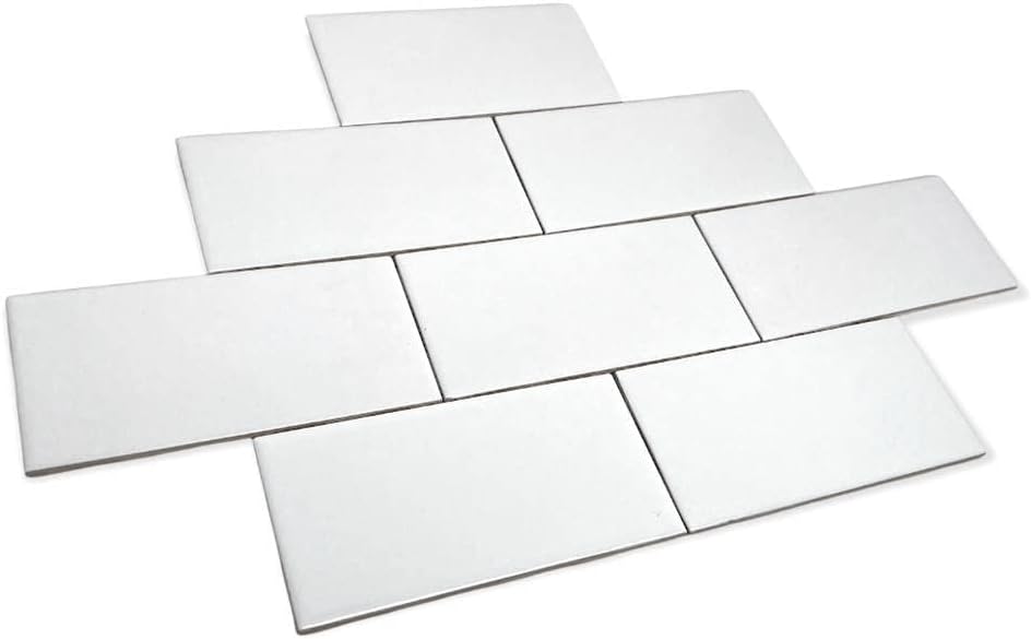 White 3x6 Matte Ceramic Subway Wall Tile - Italian Design Backsplash, Shower, Bathroom & Accent Walls (Box of 80