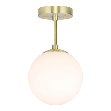 8" Globe Ceiling Light Semi Flush Mount Brass
